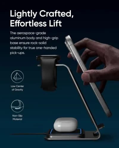Intoval Aluminum 3 in 1 Wireless Charging Station for iPhone 17 16 15 14 13 12 11 Pro Max XR | Fast, Stable & Durable thumbnail 4