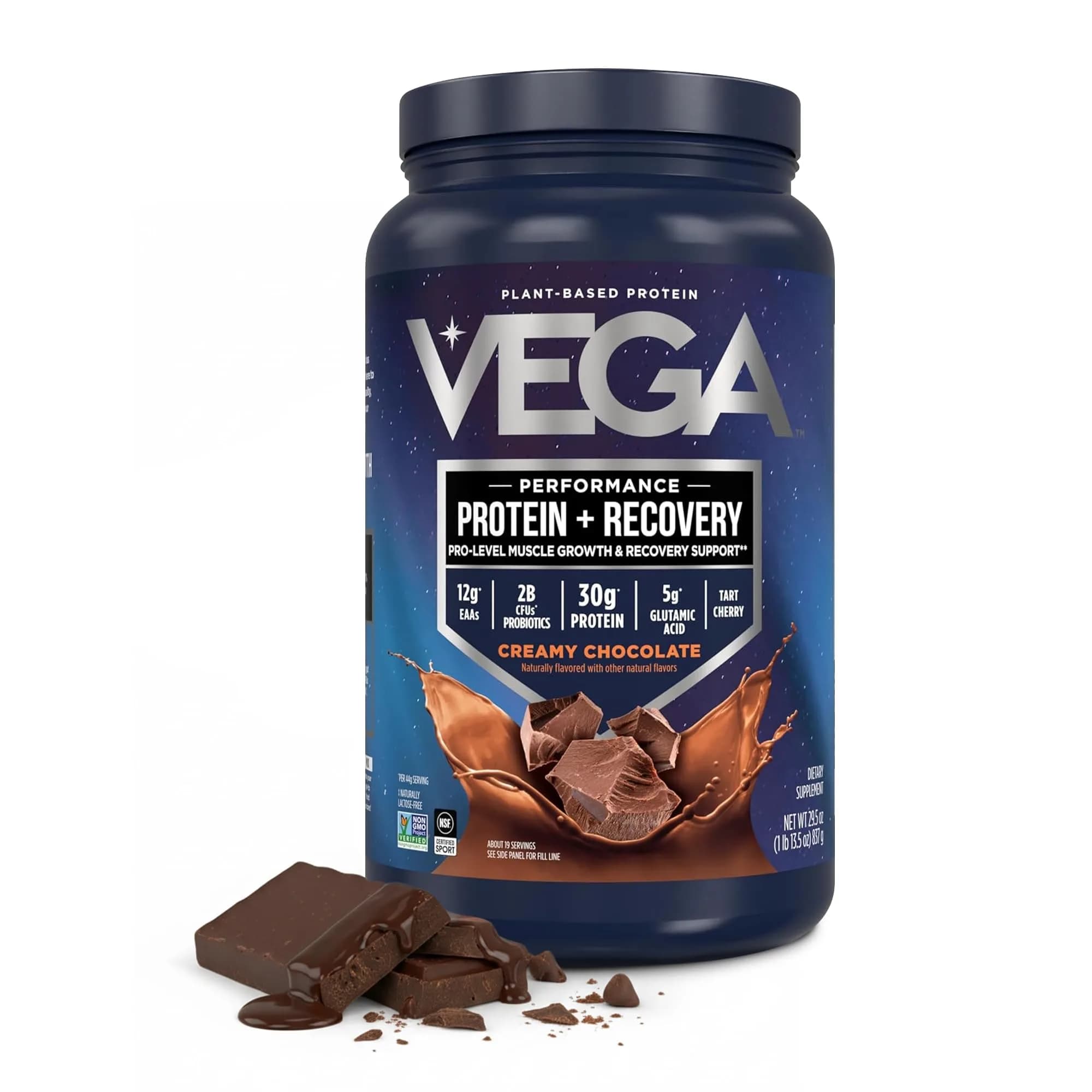 Vega Protein + Recovery Chocolate 816g (28.8 oz) | NSF Certified Plant-Based Protein - main product image