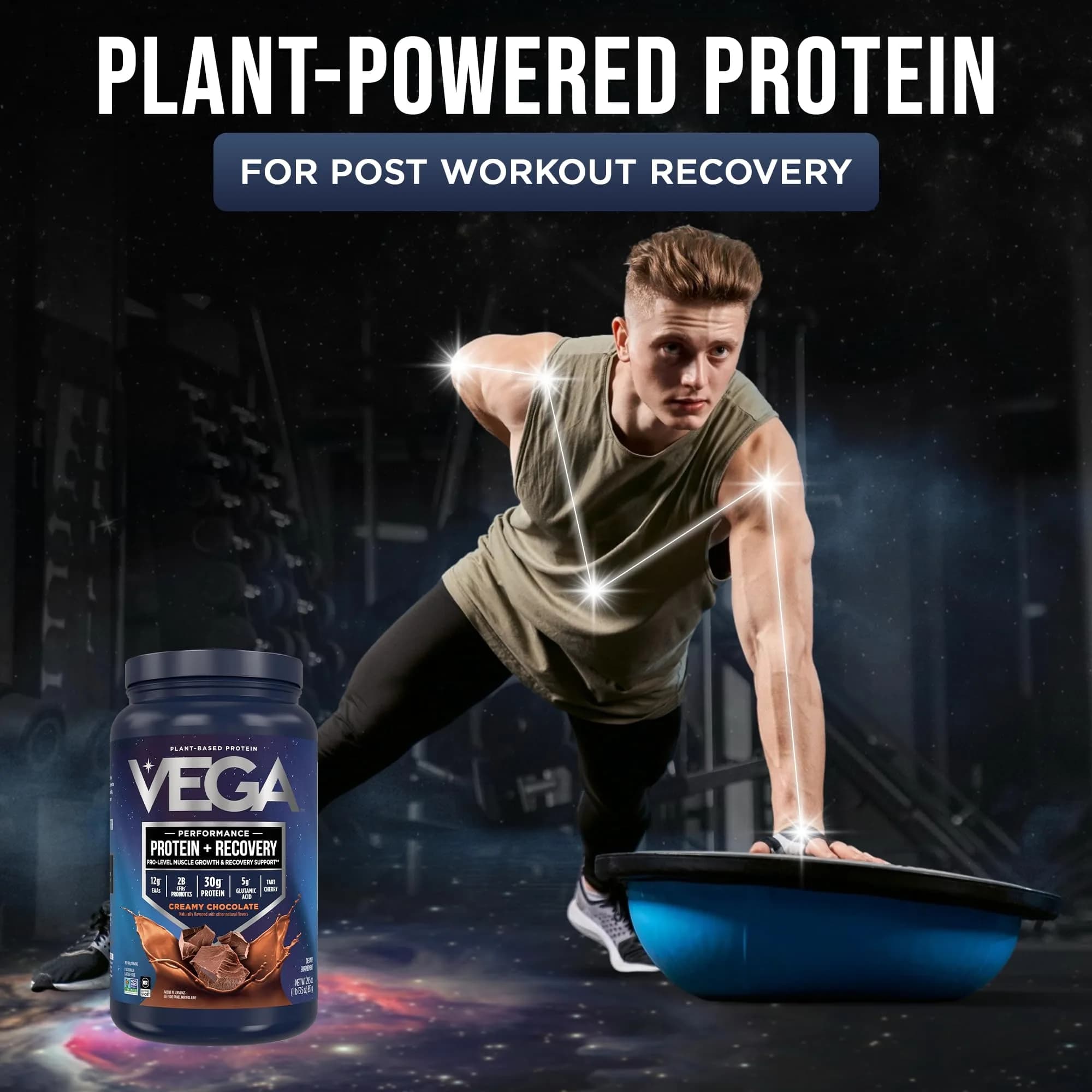 Vega Protein + Recovery Chocolate 816g (28.8 oz) | NSF Certified Plant-Based Protein - view 2