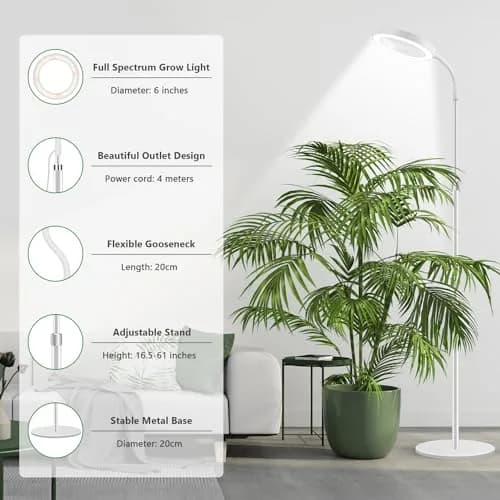 Aumtrly Full Spectrum LED Grow Light Stand 175cm (68") | 3 Lighting Modes, 5 Dimming Levels, 16-Hour Timer thumbnail 4