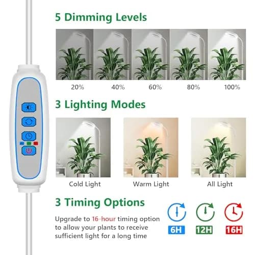 Aumtrly Full Spectrum LED Grow Light Stand 175cm (68") | 3 Lighting Modes, 5 Dimming Levels, 16-Hour Timer thumbnail 2