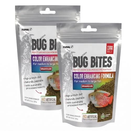 Fluval Bug Bites Color Enhancing Tropical Fish Food Granules 156 g (5.5 oz) Pack of 2 | Insect-Based Protein for Medium to Large Fish thumbnail 1