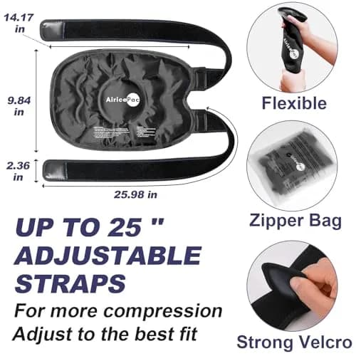 AiricePac Knee Ice Pack for Pain Relief, Reusable Gel Ice Wrap 21.9cm (8.66in) | Cold Compress Therapy for Arthritis, Swelling, Injuries thumbnail 4