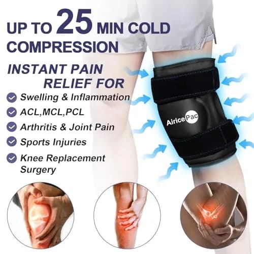 AiricePac Knee Ice Pack for Pain Relief, Reusable Gel Ice Wrap 21.9cm (8.66in) | Cold Compress Therapy for Arthritis, Swelling, Injuries thumbnail 2