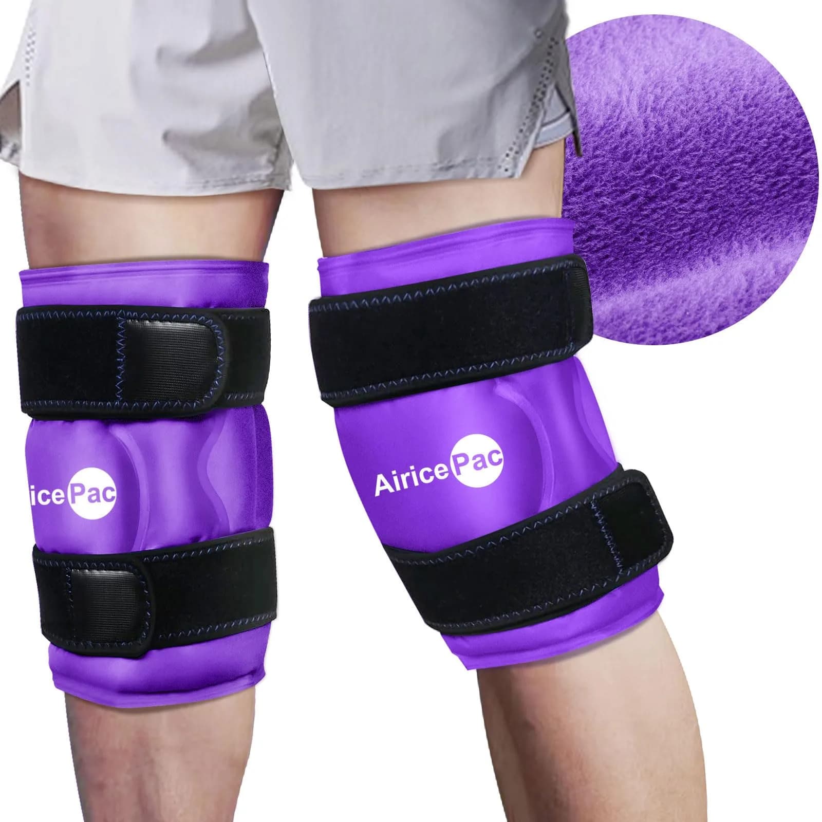 AiricePac Purple Gel Ice Pack for Knee Pain Relief 2 Count | Reusable Cold Compress Therapy for Injuries — PURPLE