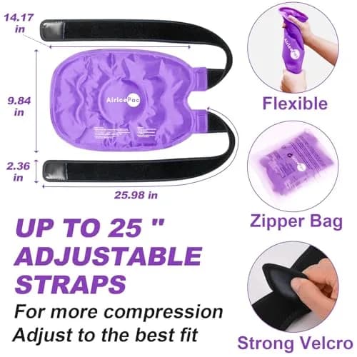 AiricePac Purple Gel Ice Pack for Knee Pain Relief 2 Count | Reusable Cold Compress Therapy for Injuries thumbnail 4