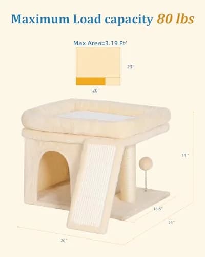 Aechonow Cat Tree Tower for Large Cats | Spacious Perch & Condo, Senior-Friendly, Sisal Scratching Surface thumbnail 6