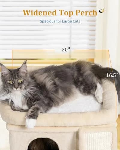 Aechonow Cat Tree Tower for Large Cats | Spacious Perch & Condo, Senior-Friendly, Sisal Scratching Surface thumbnail 3