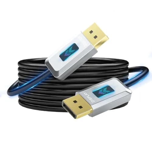 GeoHN.G Fiber Optic DisplayPort 2.1 Cable 40Gbps 15m (50ft) | Supports 8K@60Hz, 4K@120Hz, HDR, VRR thumbnail 1