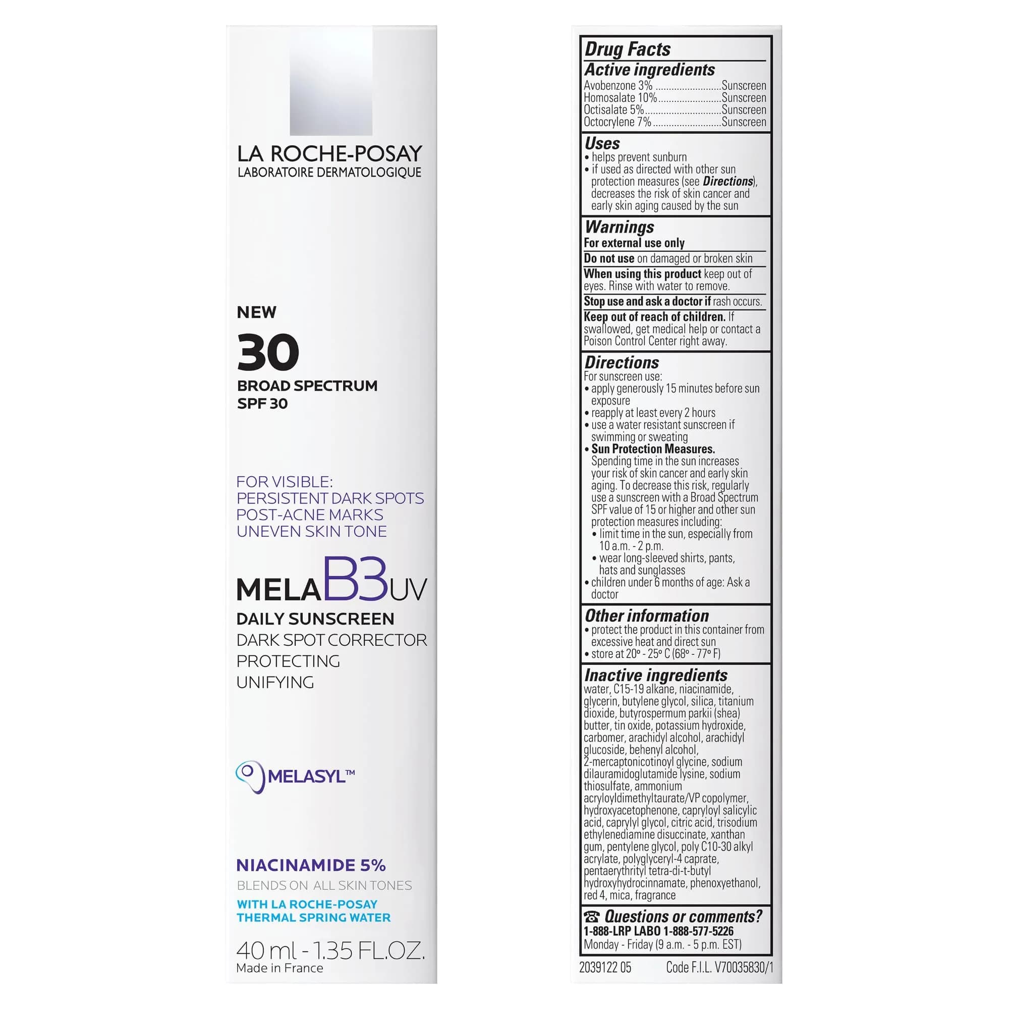 La Roche-Posay Mela B3 UV Daily Sunscreen SPF 30 with Melasyl & Niacinamide, Face Moisturizer 40ML | Corrects Dark Spots & Protects Sun Damage - view 5