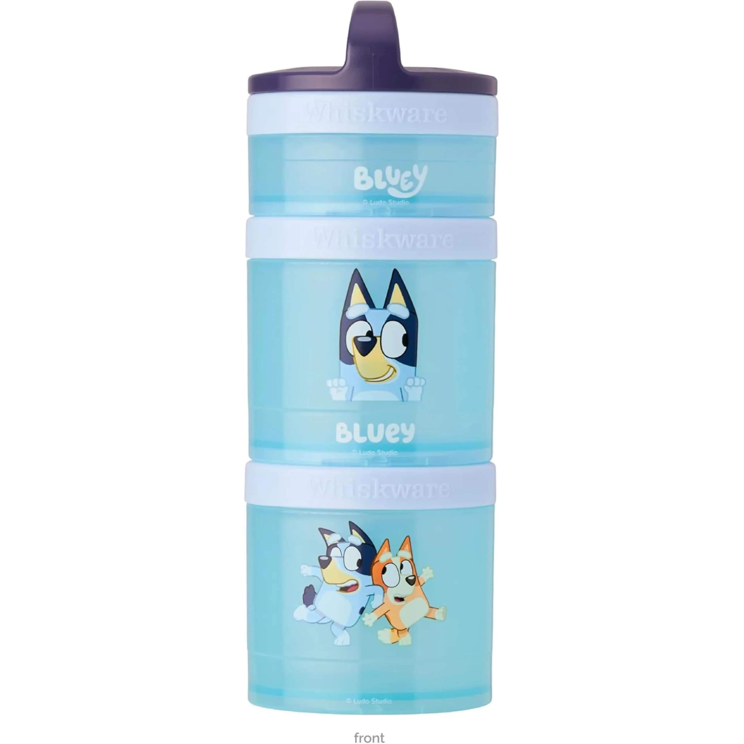 Whiskware Bluey Snack Containers, 3 Stackable Snack Cups (1/3 Cup, 1 Cup, 1 Cup) | Durable & Mess-Free for Kids