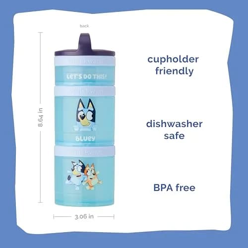 Whiskware Bluey Snack Containers, 3 Stackable Snack Cups (1/3 Cup, 1 Cup, 1 Cup) | Durable & Mess-Free for Kids thumbnail 2