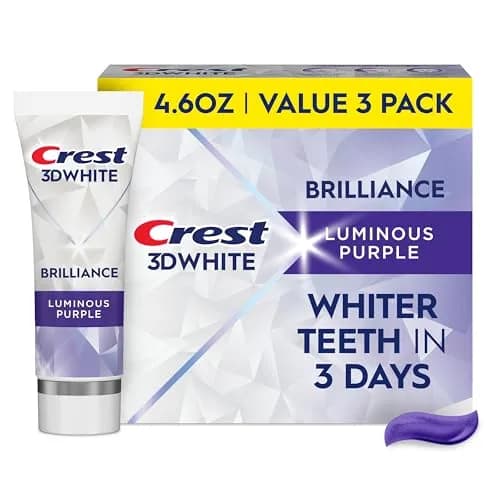 Crest 3D White Brilliance Luminous Purple Teeth Whitening Toothpaste 4.6 oz (130g) Pack of 3 | Fights 100% More Surface Stains thumbnail 1