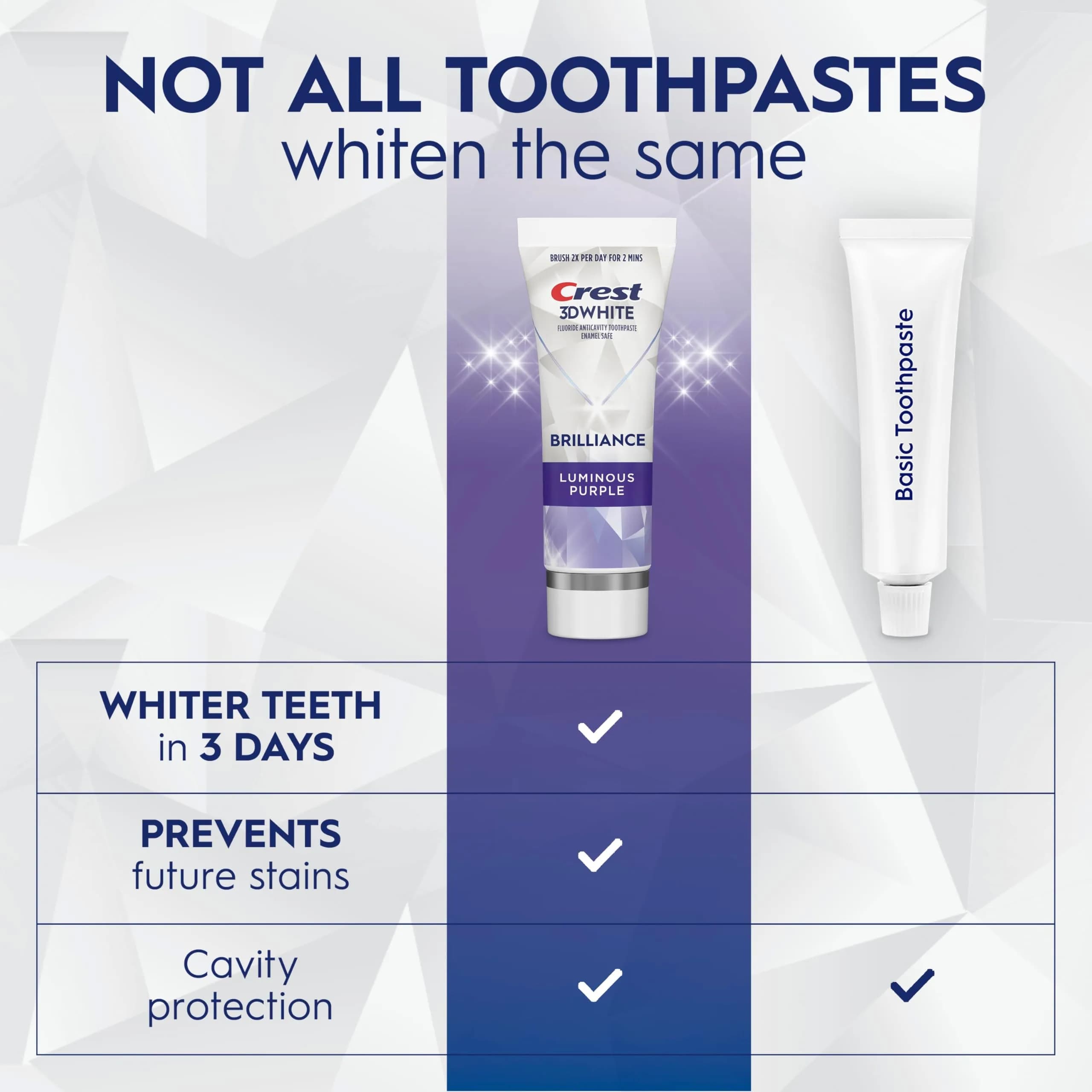 Crest 3D White Brilliance Luminous Purple Teeth Whitening Toothpaste 4.6 oz (130g) Pack of 3 | Fights 100% More Surface Stains - view 7