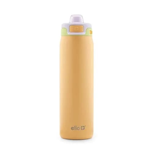 Ello Pop & Fill Stainless Steel Water Bottle 590ml (20oz) | Sip or Chug, Leak-Proof Lock, Sunset Meadow thumbnail 1