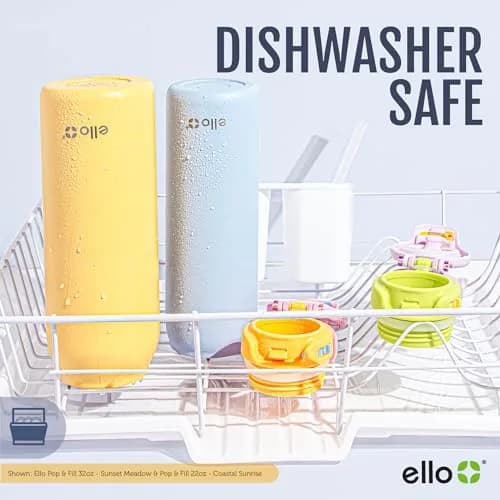 Ello Pop & Fill 650ml (22oz) Stainless Steel Water Bottle with Straw Lid | Aurora thumbnail 4