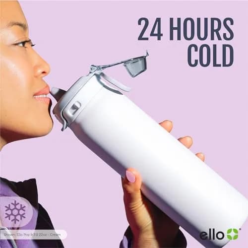 Ello Pop & Fill 650ml (22oz) Stainless Steel Water Bottle with Straw Lid | Aurora thumbnail 8