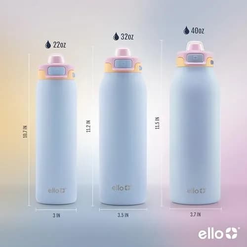 Ello Pop & Fill 22oz Stainless Water Bottle, Sip or Chug, Coastal Sunrise | 624ml Insulated Tumbler thumbnail 5
