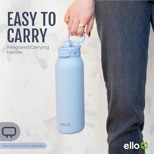 Ello Pop & Fill 22oz Stainless Water Bottle, Sip or Chug, Coastal Sunrise | 624ml Insulated Tumbler thumbnail 7