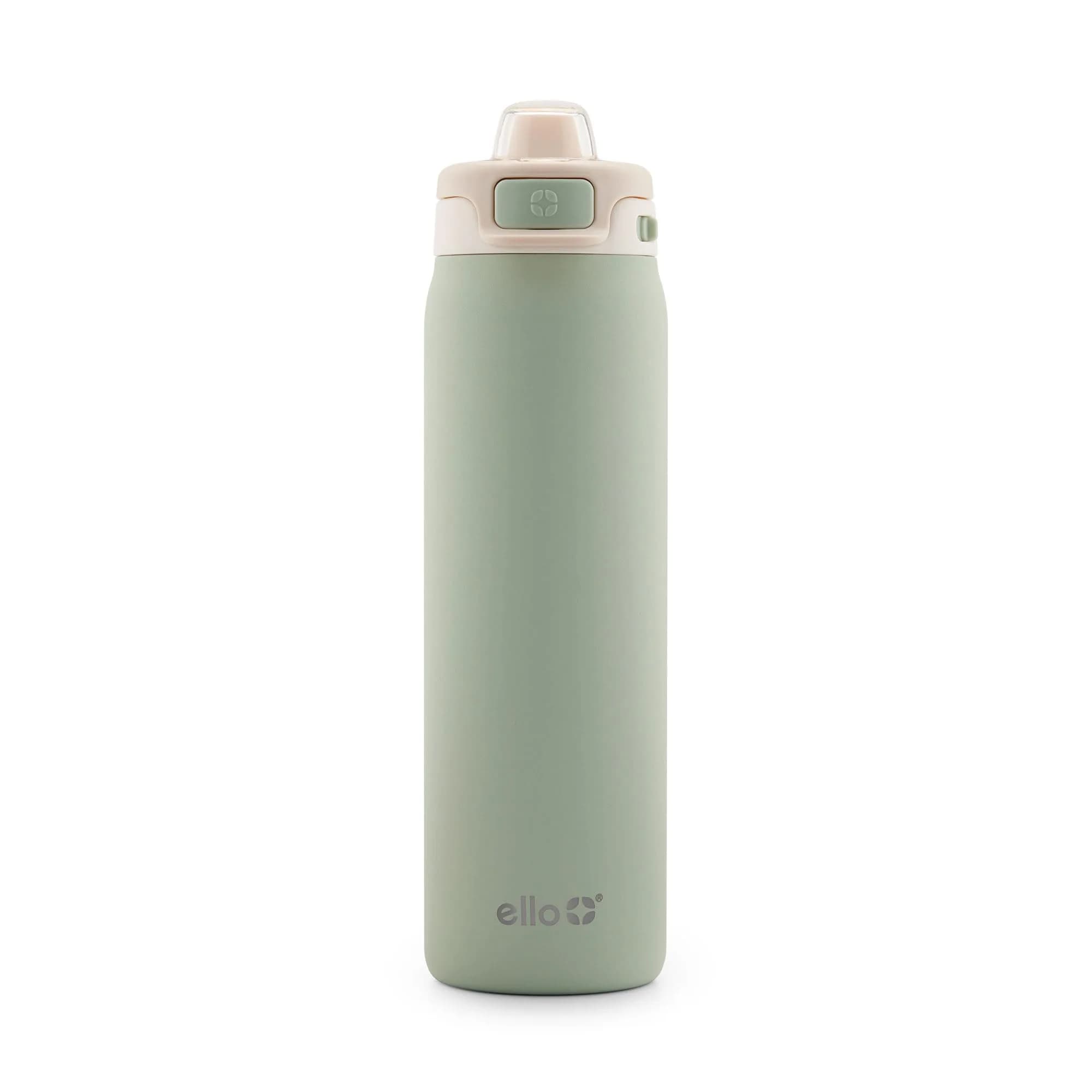 Ello Pop & Fill 650ml (22oz) Stainless Steel Water Bottle with Straw Lid | Aurora — Pistachio