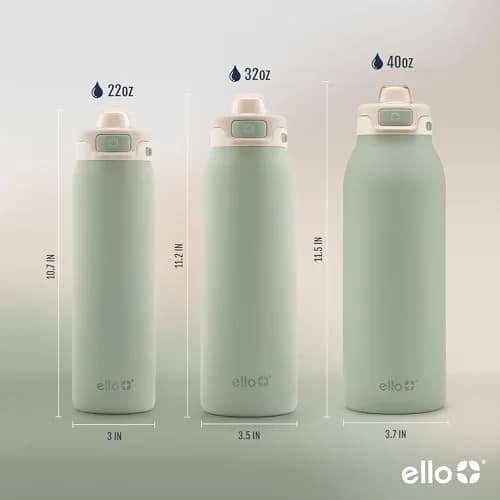 Ello Pop & Fill Insulated Stainless Steel Water Bottle 650ml (22oz) | Sip or Chug, Pistachio thumbnail 5