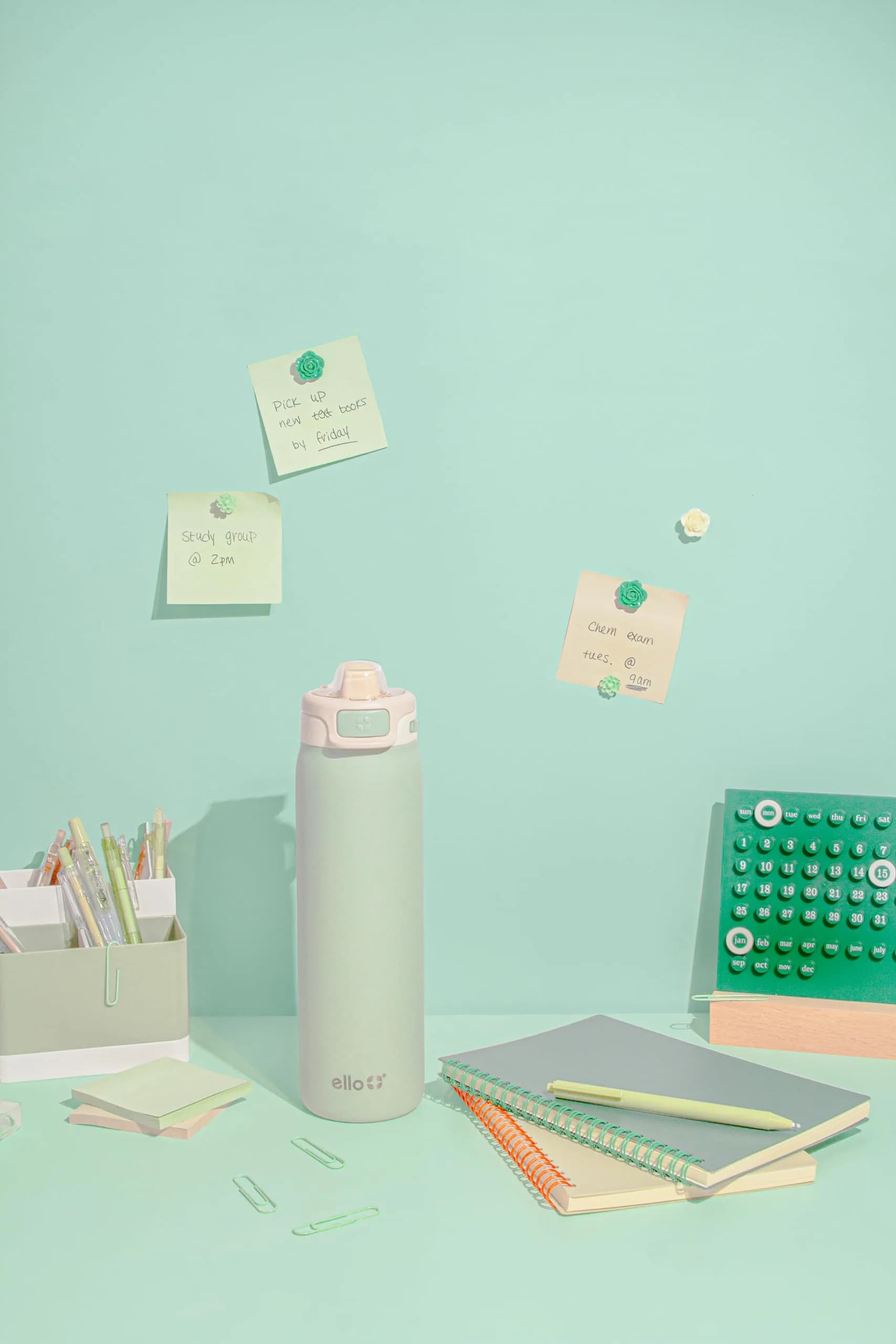 Ello Pop & Fill Insulated Stainless Steel Water Bottle 650ml (22oz) | Sip or Chug, Pistachio - view 9