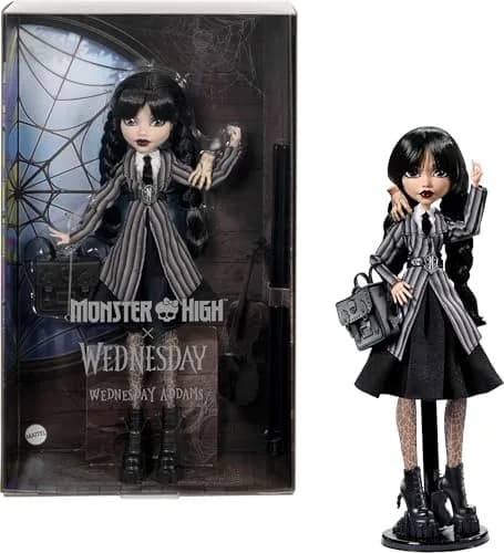 Monster High x Wednesday Addams Doll 29cm (11.4in) | Collectible Doll with Thing & Backpack thumbnail 1