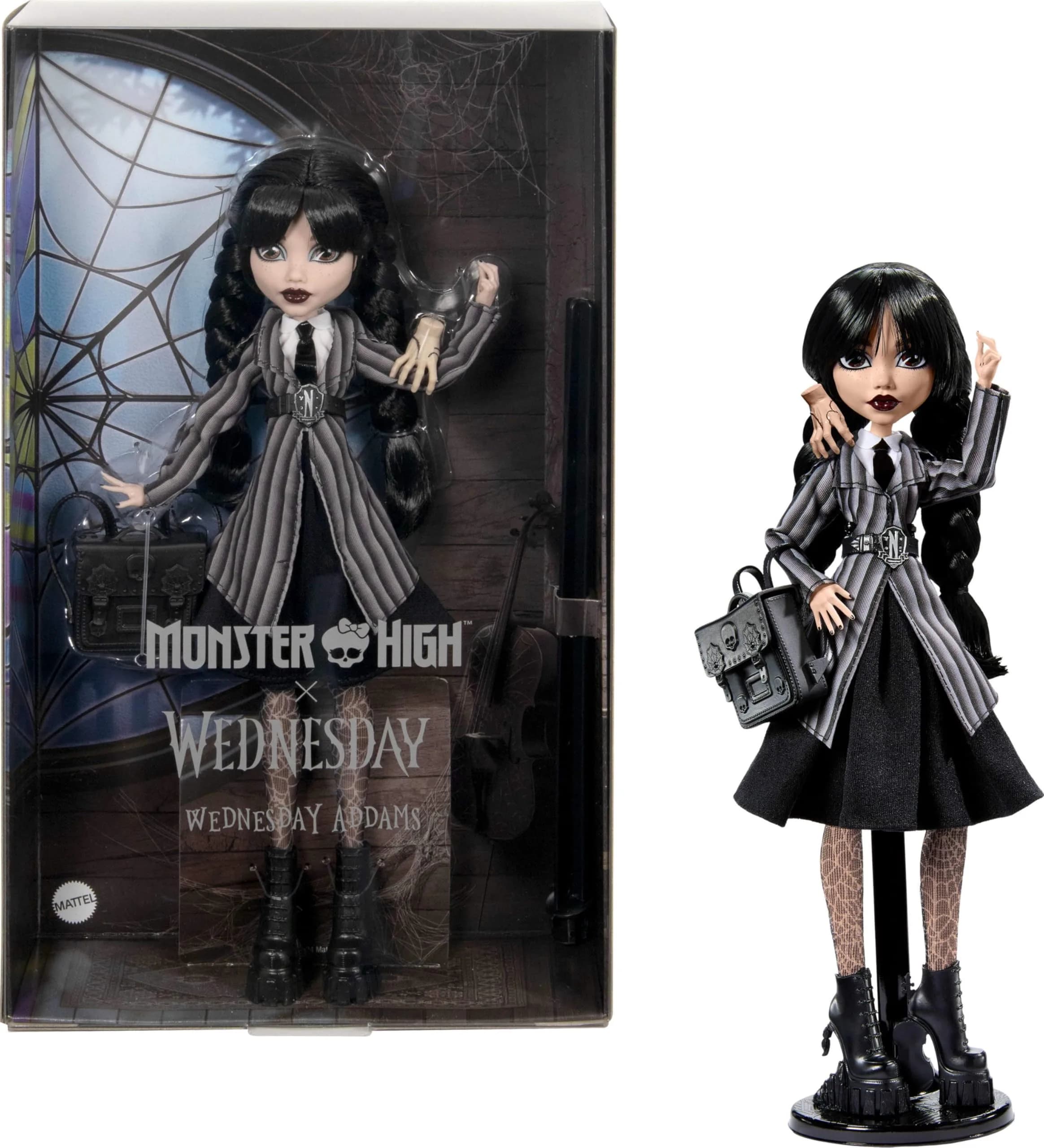 Monster High x Wednesday Addams Doll 29cm (11.4in) | Collectible Doll with Thing & Backpack - main product image