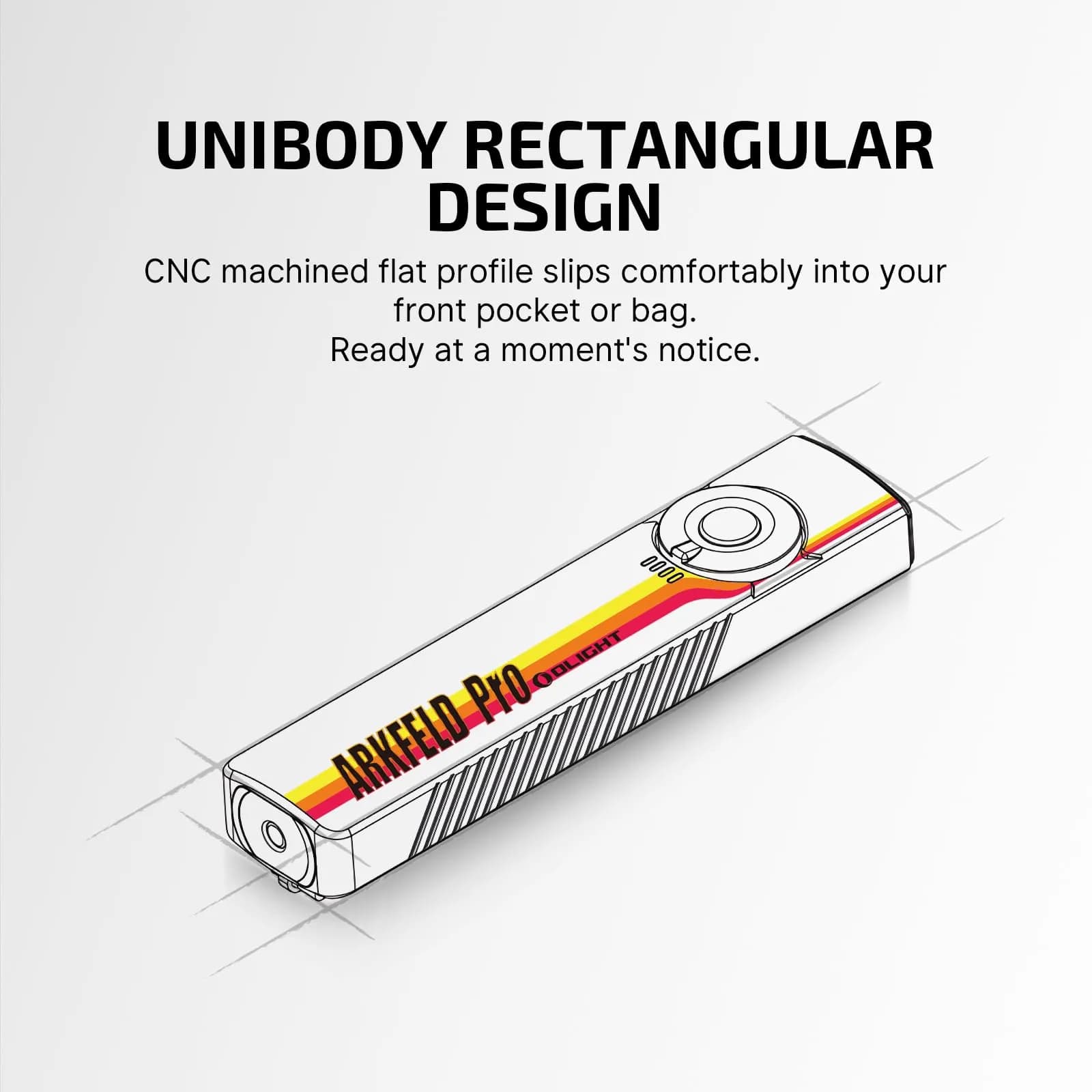 OLIGHT Arkfeld Pro Rechargeable EDC Flat Flashlight, Racing Stripes CW | 1300 Lumens White, UV, Green Beam - view 6