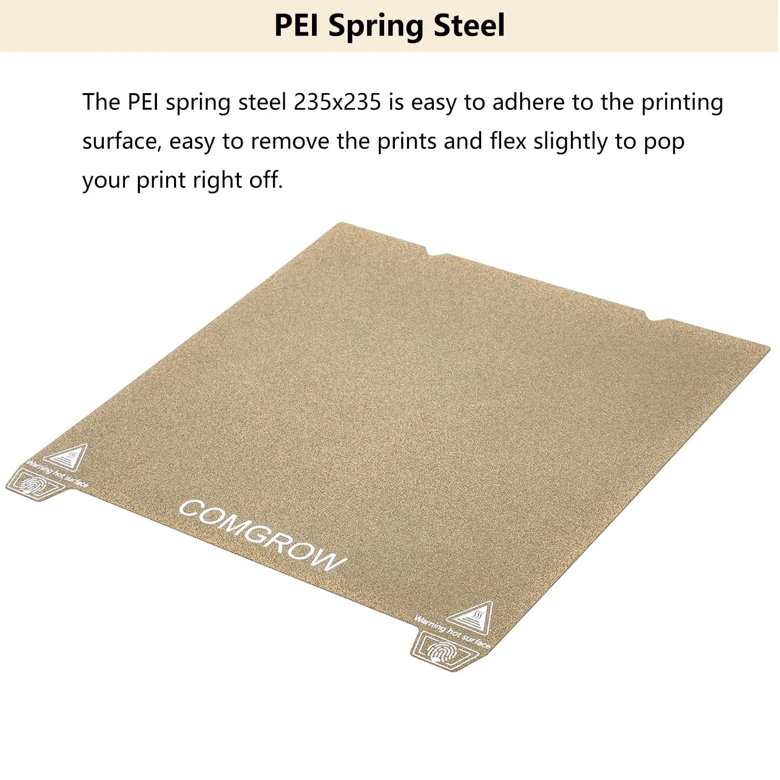 Comgrow Double Sided PEO PEI Spring Steel Sheet 235x235mm | For Ender 3 V3 SE/K1/KE Printers - view 4