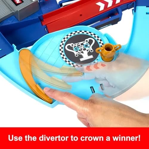 Mattel Disney and Pixar Cars GRC Jumping Raceway Toy Playset | Kid-Powered Racing Fun with Lightning McQueen & Francesco Bernoulli (Large Plastic, Multicolor) thumbnail 4