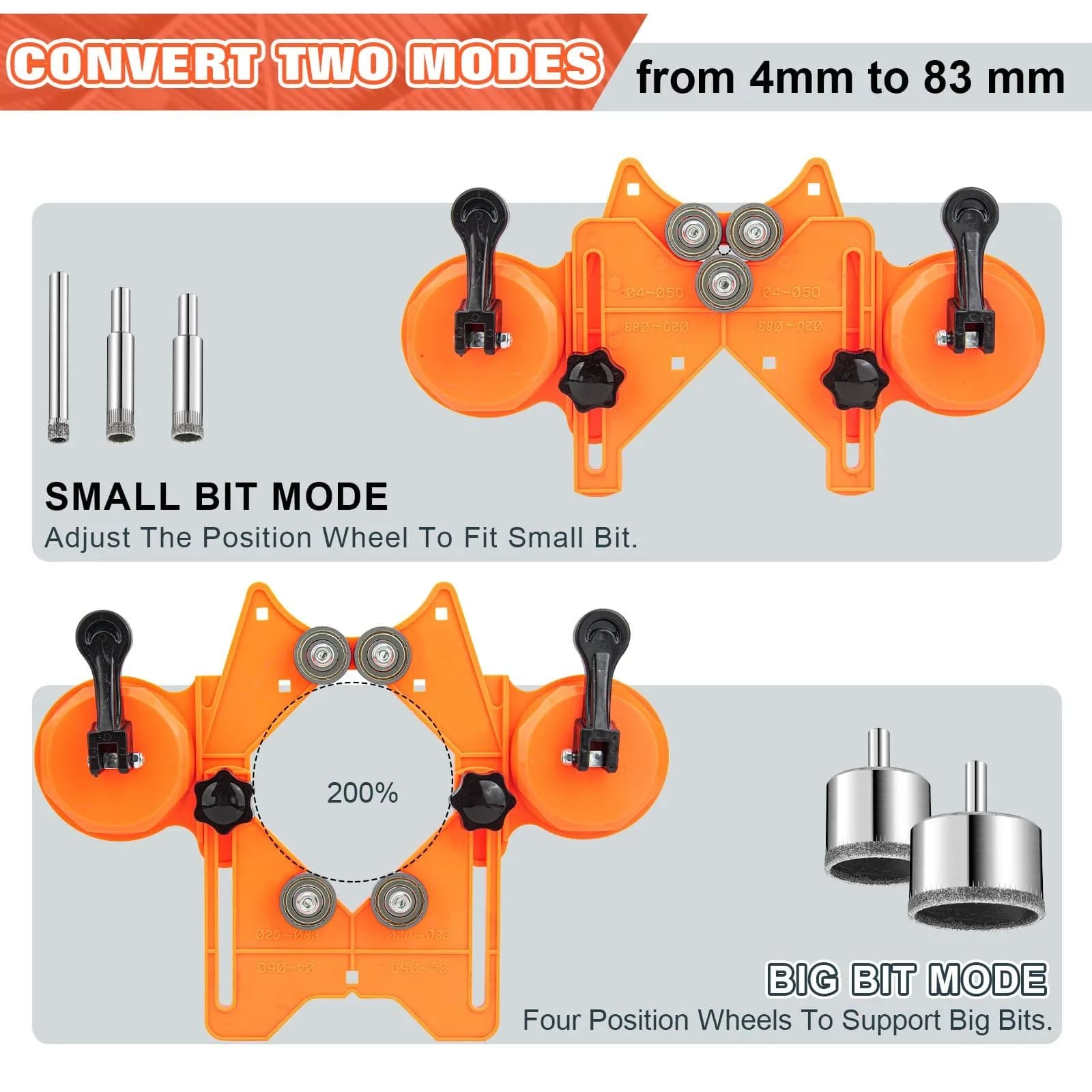S<bos>derm Orange Diamond Hole Saw Kit for Glass, Tile, Stone & Granite (10 Pcs, 3mm-30mm) - view 4