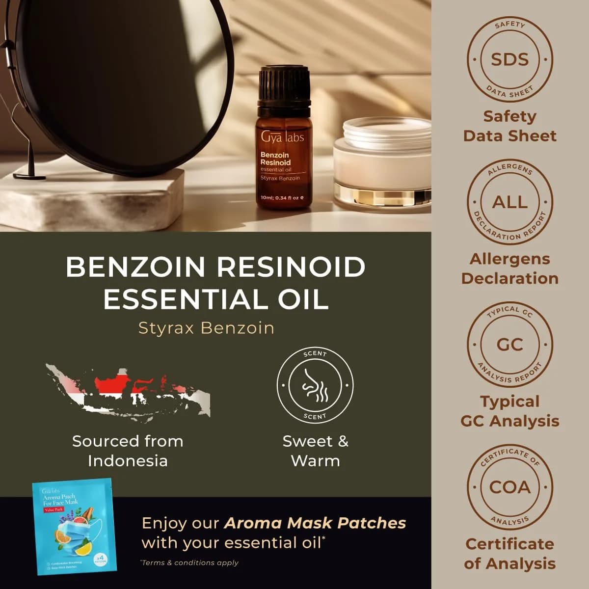Gya Labs Benzoin Resinoid Essential Oil for Hair, Skin & Candle Making Scent (0.34 Fl Oz / 10 ml) | Sweet Vanilla Aroma for Diffusers - view 6