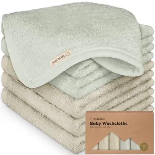 KeaBabies Baby Washcloths 10x10 | Ultra-Soft Bamboo Face & Body Cloths for Newborns & Toddlers thumbnail 1