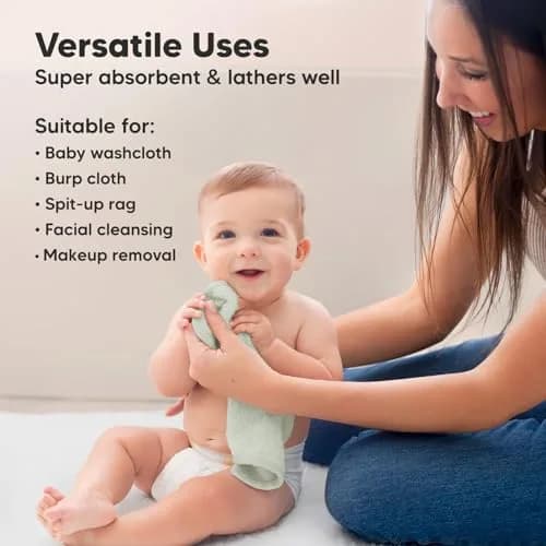 KeaBabies Baby Washcloths 10x10 | Ultra-Soft Bamboo Face & Body Cloths for Newborns & Toddlers thumbnail 6