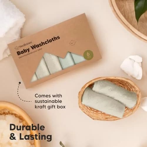 KeaBabies Baby Washcloths 10x10 | Ultra-Soft Bamboo Face & Body Cloths for Newborns & Toddlers thumbnail 7