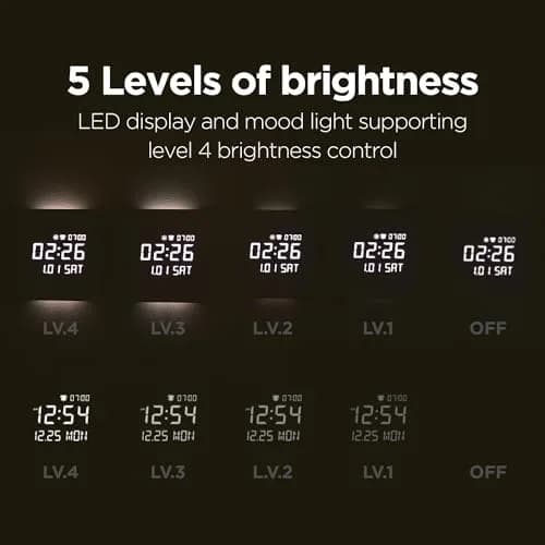 mooas Wooden Frame LED Silent Wall Clock 11.4 inches | Modern Digital with Nightlight & Alarm thumbnail 6