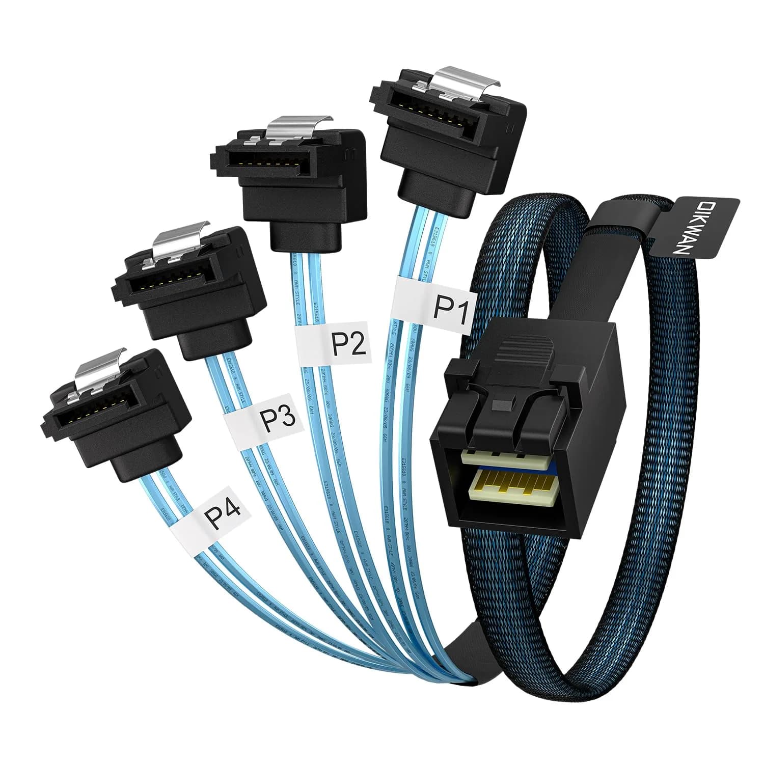 OIKWAN Internal Mini SAS HD to SATA Right Angle Cable 1m (3.3 Feet) | 12 Gbps Data Transfer - main product image