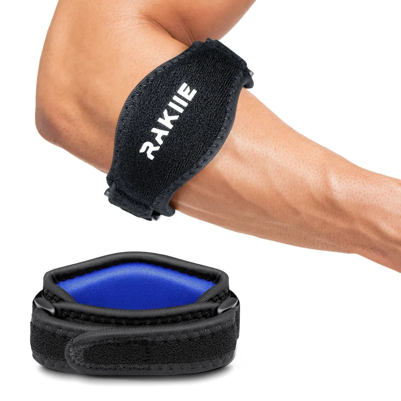 Rakiie Orthopedic Brace for Elbow Support | Adjustable Strap, Navy Blue (One Size)