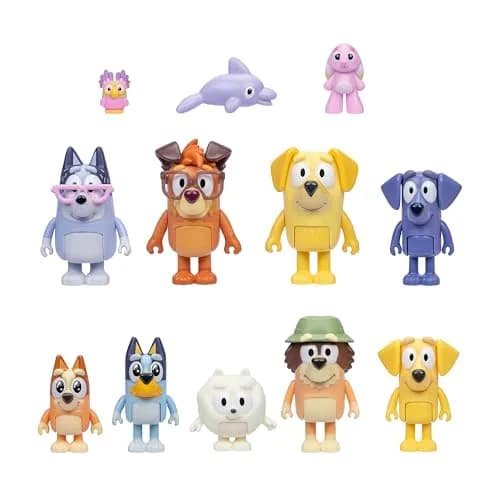 Bluey Super Fan Figurines Set, 12-Character Figure Pack | ASTM-Tested Toy Figures for Kids Ages 3+ thumbnail 1