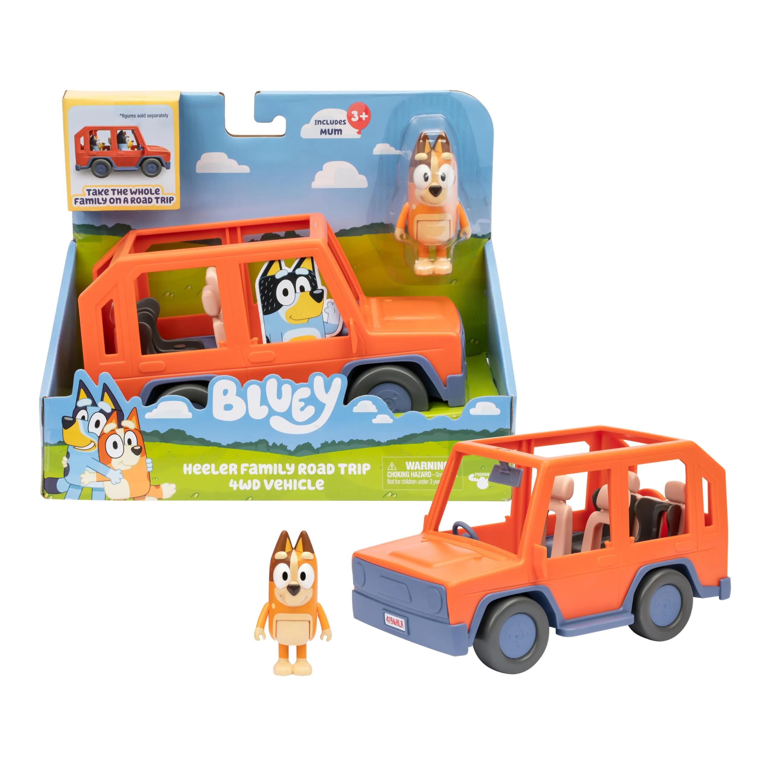 Bluey Heeler Family Road Trip Big Car Toy with Chilli Figure | ASTM-Tested Non-Toxic Toddler Toy Vehicle for Ages 3+