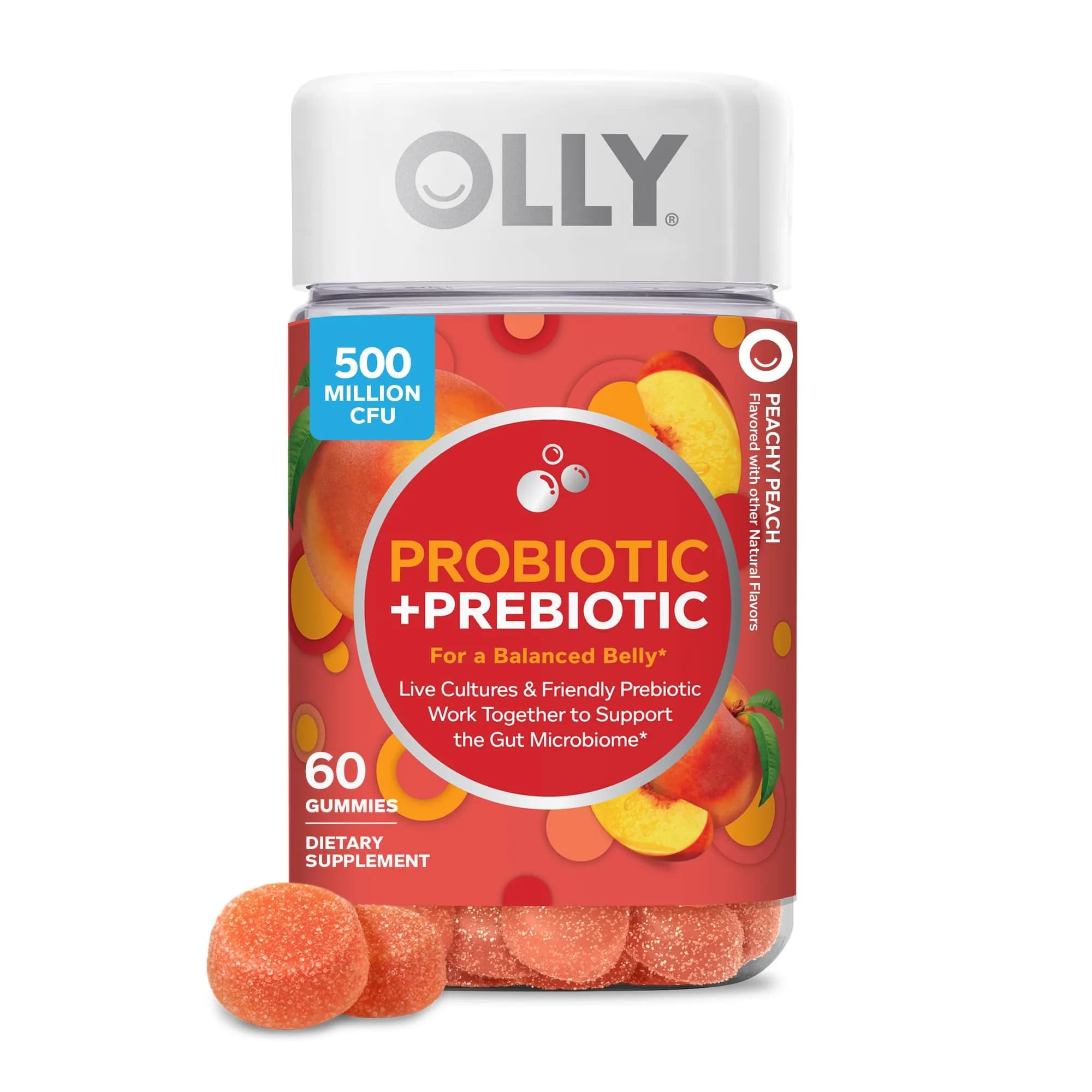 OLLY Probiotic + Prebiotic Gummy Digestive Support, 60 Day Supply (60 Count) | Gut Health with Fiber - main product image