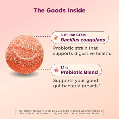 OLLY Probiotic + Prebiotic Gummy 60 Count | Digestive Support with 500 Million CFUs thumbnail 5