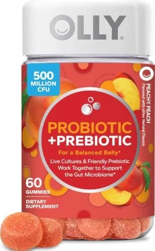 OLLY Probiotic + Prebiotic Gummy 60 Count | Digestive Support with 500 Million CFUs thumbnail 1