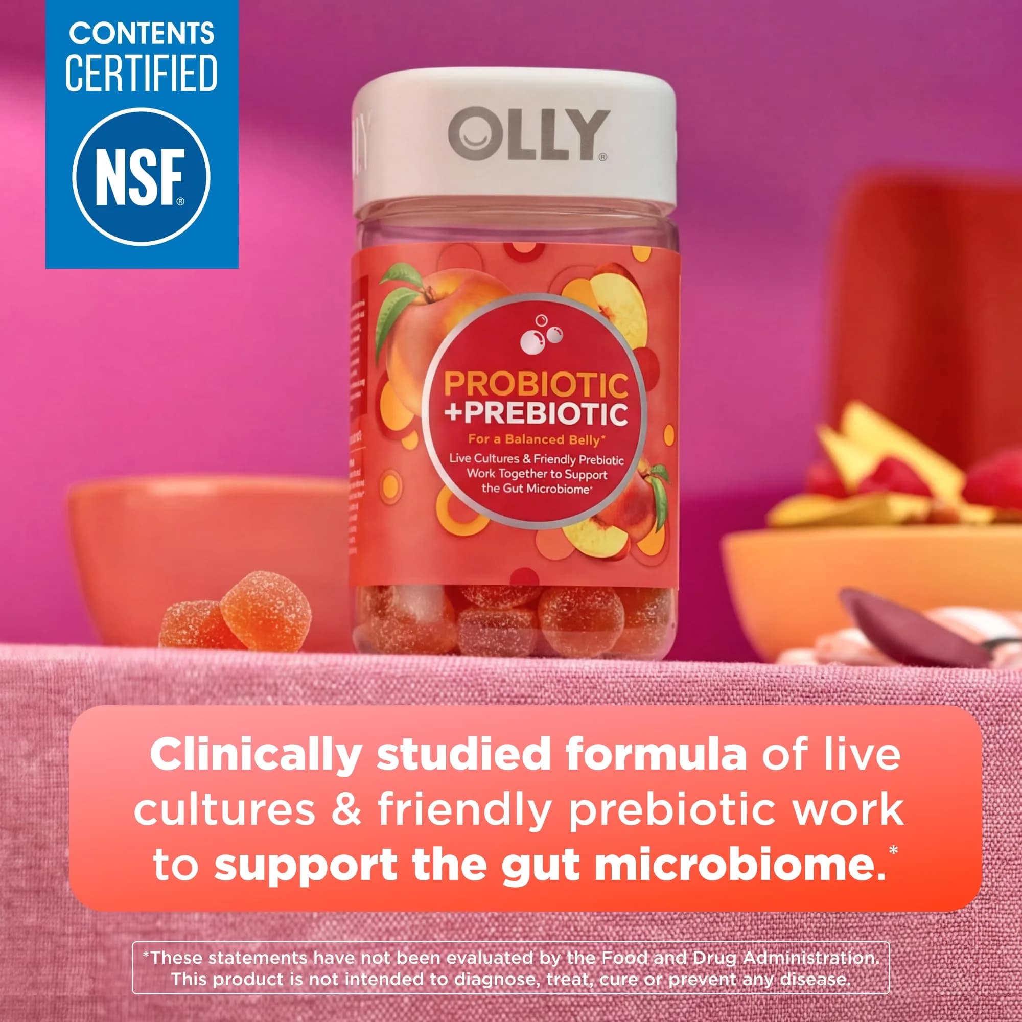 OLLY Probiotic + Prebiotic Gummy 60 Count | Digestive Support with 500 Million CFUs - view 2