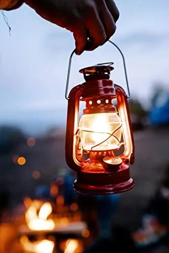 Stansport Hurricane High Oil Lantern with 5 Replacement Wicks | Red Metal & Glass, 8-Inch thumbnail 5