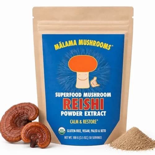 Malama Organic Reishi Mushroom Extract Powder, Natural Superfood 3.5 oz | Supports Immune & Stress thumbnail 1