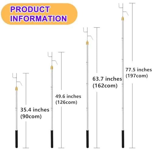 Cagaloi Clothes Hook Pole, 29-71" Adjustable Extension | Stainless Steel, Multi-Purpose thumbnail 5