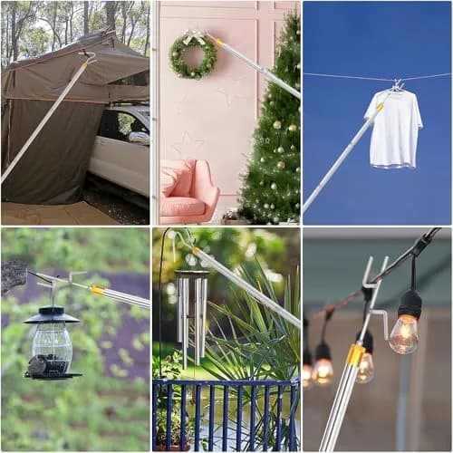 Cagaloi Clothes Hook Pole, 29-71" Adjustable Extension | Stainless Steel, Multi-Purpose thumbnail 7