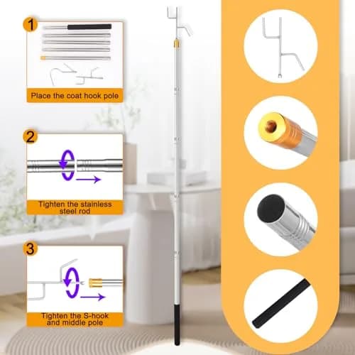 Cagaloi Clothes Hook Pole, 29-71" Adjustable Extension | Stainless Steel, Multi-Purpose thumbnail 2